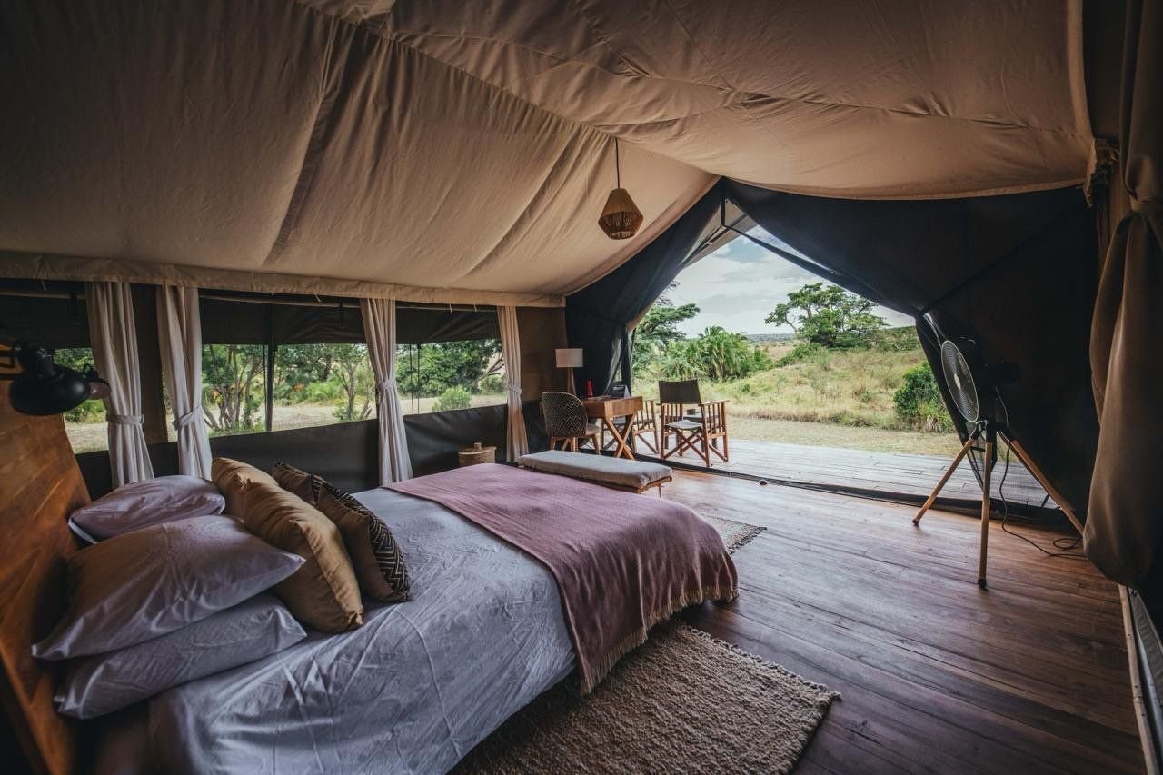 Safari camp overlooking the Greater Mara landscape